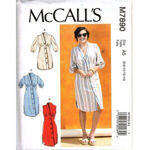 McCall's M7890 Misses 6 to 14 Button Front Dresses Uncut Sewing Pattern New
